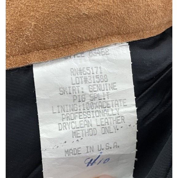 Vtg FRONTIER Collection Brown PIG SPLIT LEATHER Skirt Western Rodeo USA Small‎ - Picture 4 of 4